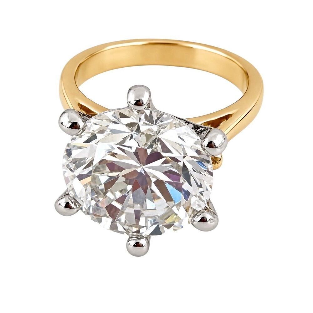 Vintage 1970s CZ Ring Size 5  Solitaire Engagement 6 Carat 14KT Gold Plate - 14S